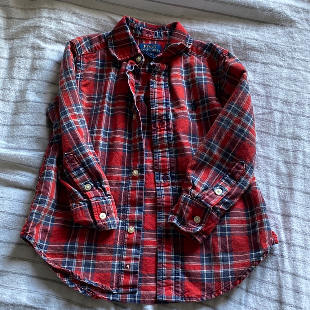 Ralph Lauren Plaid Boys Button Up Shirt Size 3 3T